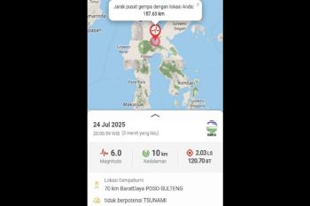 Gempa magnitudo 6,0 di Kabupaten Poso tidak berpotensi tsunami