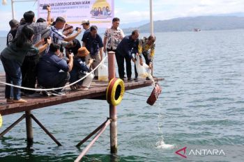 LKBN ANTARA adakan pelatihan UMK dan lepas benih ikan di Danau Toba