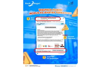 Waspada hoaks, Bank Nagari imbau masyarakat tak tertipu modus kejahatan perbankan