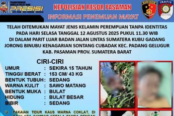 Mayat perempuan yang ditemukan di Pasaman warga Padang Lawas-Sumut