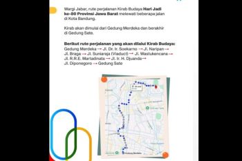 Sejumlah ruas jalan di Bandung akan ditutup untuk acara kirab HUT ke-80 Jabar