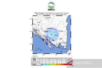 Gempa 5,0 magnitudo guncang Lampung Utara