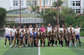 Pertandingan mini soccer, tim media tahan imbang Kejati Sumbar 3-3