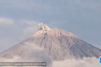 Semeru delapan kali erupsi pada Senin pagi