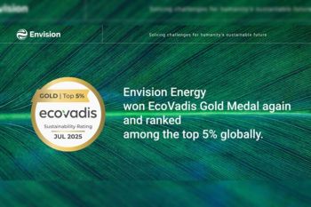 Envision Energy Ranks in Industry's Top 2% for Second Year with EcoVadis Gold Rating