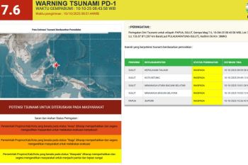 BBMKG warns of possible tsunami after strong 7.6 quake near Papua