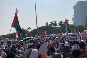 Massa aksi minta pemerintah kawal gencatan senjata di Palestina