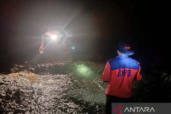 BPBD OKU Selatan bersihkan material longsor tutup ruas jalan di Desa Vila