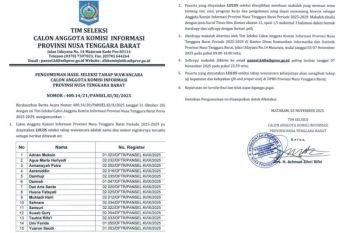 Terpopuler: Daftar 15 calon anggota Komisi Informasi NTB, menapak kebijakan di puncak Rinjani, hingga pembalap NTB juara umum National Sport