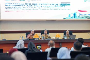 Cegah penyuapan, Pemprov Sulsel gandeng BSN terapkan ISO SMAP