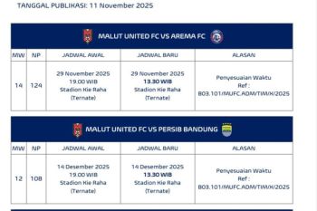 Tiga laga tandang Malut United diubah sore hari