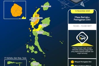 BMKG: Malut berpotensi hujan lebat pada 13-19 November
