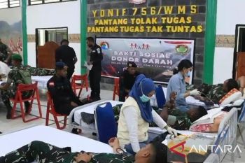 Batalyon 756/WMS-PMI Kabupaten Jayawijaya kerja sama gelar donor darah