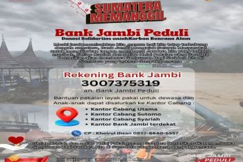 Bank Jambi buka rekening donasi korban bencana Aceh-Sumut-Sumbar