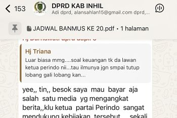 Pernyataan Kontroversi, anggota DPRD Inhil  diduga siap 'bayar media' untuk publikasi kebijakan