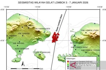 BBMKG Denpasar: Terjadi 62 gempa tektonik di Selat Lombok saat awal Januari