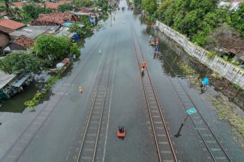 Perjalanan kereta api terganggu akibat Jalur rel Pekalongan-Sragi terendam banjir