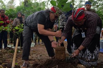 Bupati Temanggung menanam pohon di tengah ritual sadranan Bejen