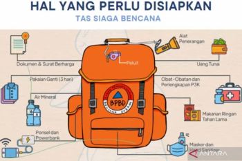 Warga di lokasi rawan bencana perlu punya tas siaga untuk 3 hari