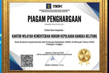 Kemenkum Babel raih Predikat Unggul AIEK Nilai Sempurna