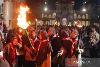 1.800 anggota Pramuka di Aceh Barat gelar pawai obor sambut Ramadhan