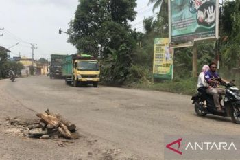 Beberapa titik ruas jalan lintas Sumatera kondisi rusak