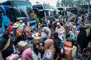 Puncak arus mudik di Terminal Poris Tangerang akhir pekan ini