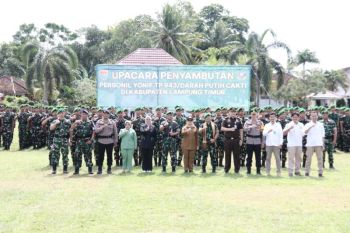 Bataliyon Infanteri Teritorial Pembangunan 943 Darah Putih Cakti tiba di Lampung Timur
