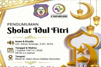 RSUD Ainun Gorontalo shalat Idul Fitri di pelataran gedung rawat inap