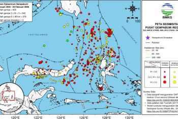 Geofisika Manado: Gempa magnitudo 3-5 mendominasi sepanjang Februari