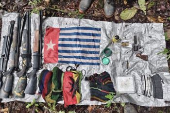 Satgas Koops Habema amankan lima pucuk senjata api dari markas KKB di Nduga