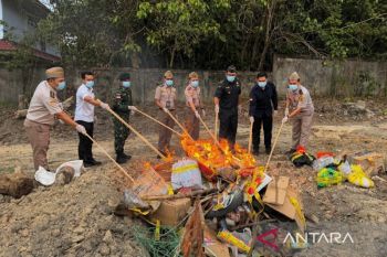 Karantina Kalbar musnahkan komoditas ilegal asal Malaysia di Aruk
