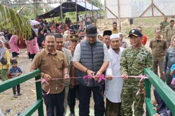 TNI rampungkan jembatan gantung perintis garuda terpanjang di Aceh Tamiang