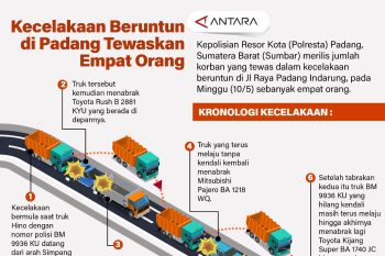 Kecelakaan beruntun di Padang tewaskan empat orang