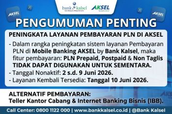 Bank Kalsel umumkan fitur pembayaran PLN pada AKSEL nonaktif sementara