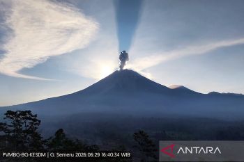 Semeru erupsi dengan letusan setinggi 1,2 km disertai dentuman sedang