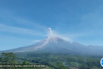 Gunung Semeru empat kali erupsi dengan tinggi letusan hingga 1 km