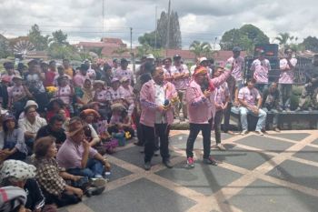 Ratusan pedagang bunga 'Relawan Pink' demo Kantor Bupati Karo, desak PT Toba Hasfarm hentikan penjualan ke pasar lokal