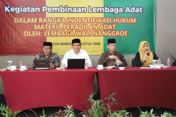 Lembaga Wali Nanggroe identifikasi hukum peradilan adat di Aceh Barat