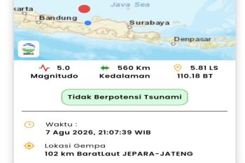 Gempa guncang perairan utara Jateng