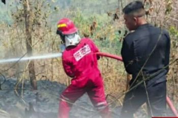 Brimob Polda Sulut padamkan kebakaran Gunung Batu Desa Sea-Minahasa