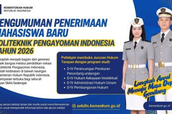 Kemenkum ingatkan batas akhir pendaftaran Poltekpin pada 30 Agustus 2026