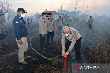 Polda Kalsel gunakan cairan tepung pemadam karhutla lahan gambut Banjarbaru