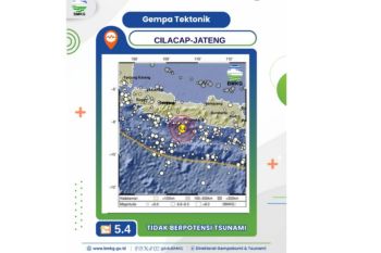 BPBD pantau dampak gempa M5,4 di Tenggara Cilacap