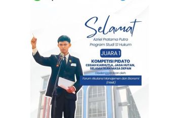 Mahasiswa FH UMPR juara lomba pidato edukasi pencegahan karhutla