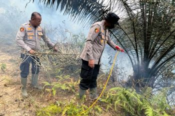 Polres Dhamasraya bantu padamkan kebakaran lahan di Timpeh