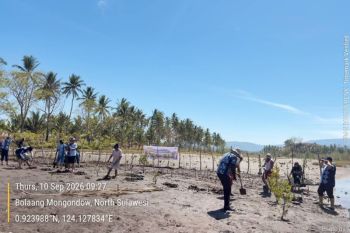 DLH Sulut tanam 500 bibit mangrove di Pantai Ambang Bolmong