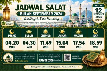 Jadwal Sholat Bandung hari ini 12 September 2026