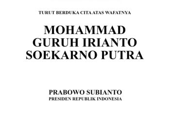 President Prabowo mourns the passing of Guruh Soekarnoputra