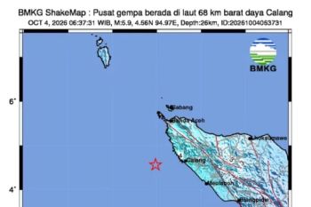 Aceh diguncang gempa pada Minggu pagi